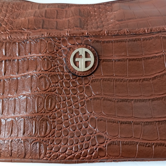 Giani Bernina brown faux alligator satchel/shoulder bag - Picture 5 of 14